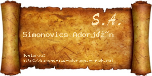 Simonovics Adorján névjegykártya